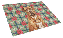 Load image into Gallery viewer, Mahogany Dogue de Bordeaux Christmas PoinsettIas Glass Cutting Board