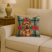 Load image into Gallery viewer, Mahogany Dogue de Bordeaux Christmas PoinsettIas Throw Pillow