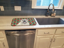 Load image into Gallery viewer, White English Bulldog Christmas PoinsettIas Dish Drying Mat