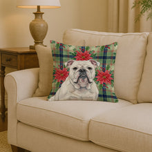 Load image into Gallery viewer, White English Bulldog Christmas PoinsettIas Throw Pillow