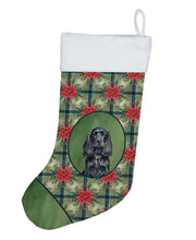 Load image into Gallery viewer, Black English Cocker Spaniel Christmas PoinsettIas Holiday Stocking