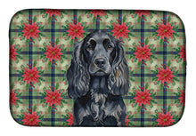 Load image into Gallery viewer, Black English Cocker Spaniel Christmas PoinsettIas Dish Drying Mat