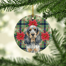Load image into Gallery viewer, Blue Roan &amp; Tan English Cocker Spaniel Christmas PoinsettIas Ceramic Ornament