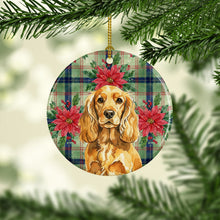 Load image into Gallery viewer, Golden English Cocker Spaniel Christmas PoinsettIas Ceramic Ornament