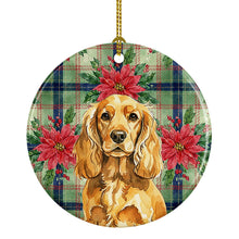 Load image into Gallery viewer, Golden English Cocker Spaniel Christmas PoinsettIas Ceramic Ornament