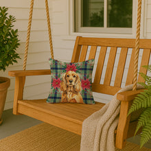 Load image into Gallery viewer, Golden English Cocker Spaniel Christmas PoinsettIas Throw Pillow