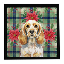Load image into Gallery viewer, Lemon Roan English Cocker Spaniel Christmas PoinsettIas Framed Metal Print