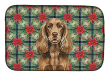 Load image into Gallery viewer, Liver English Cocker Spaniel Christmas PoinsettIas Dish Drying Mat