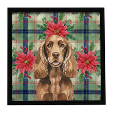 Load image into Gallery viewer, Liver English Cocker Spaniel Christmas PoinsettIas Framed Metal Print