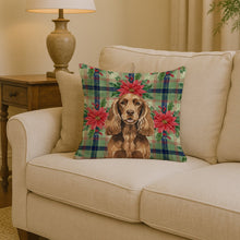 Load image into Gallery viewer, Liver English Cocker Spaniel Christmas PoinsettIas Throw Pillow