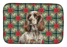 Load image into Gallery viewer, Liver Roan English Cocker Spaniel Christmas PoinsettIas Dish Drying Mat
