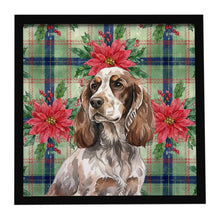 Load image into Gallery viewer, Liver Roan English Cocker Spaniel Christmas PoinsettIas Framed Metal Print