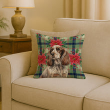 Load image into Gallery viewer, Liver Roan English Cocker Spaniel Christmas PoinsettIas Throw Pillow