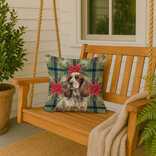 Load image into Gallery viewer, Liver Roan English Cocker Spaniel Christmas PoinsettIas Throw Pillow