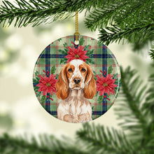 Load image into Gallery viewer, Orange Roan English Cocker Spaniel Christmas PoinsettIas Ceramic Ornament