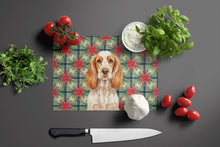 Load image into Gallery viewer, Orange Roan English Cocker Spaniel Christmas PoinsettIas Glass Cutting Board