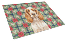 Load image into Gallery viewer, Orange Roan English Cocker Spaniel Christmas PoinsettIas Glass Cutting Board