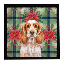 Load image into Gallery viewer, Orange Roan English Cocker Spaniel Christmas PoinsettIas Framed Metal Print