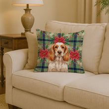 Load image into Gallery viewer, Orange Roan English Cocker Spaniel Christmas PoinsettIas Throw Pillow