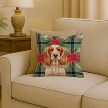 Load image into Gallery viewer, Orange Roan English Cocker Spaniel Christmas PoinsettIas Throw Pillow
