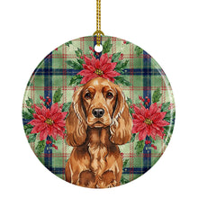 Load image into Gallery viewer, Red English Cocker Spaniel Christmas PoinsettIas Ceramic Ornament