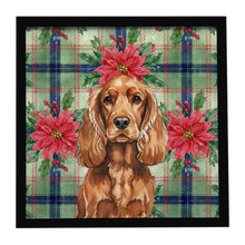 Load image into Gallery viewer, Red English Cocker Spaniel Christmas PoinsettIas Framed Metal Print