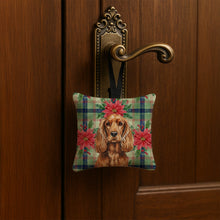 Load image into Gallery viewer, Red English Cocker Spaniel Christmas PoinsettIas Hanging Square Fabric Ornament 3.5 x 3.5