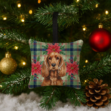 Load image into Gallery viewer, Red English Cocker Spaniel Christmas PoinsettIas Hanging Square Fabric Ornament 3.5 x 3.5