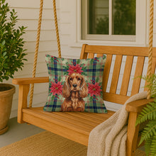 Load image into Gallery viewer, Red English Cocker Spaniel Christmas PoinsettIas Throw Pillow