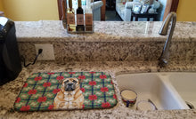 Load image into Gallery viewer, Apricot English Mastiff Christmas PoinsettIas Dish Drying Mat
