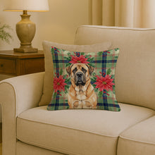 Load image into Gallery viewer, Apricot English Mastiff Christmas PoinsettIas Throw Pillow