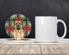 Load image into Gallery viewer, Apricot English Mastiff Christmas PoinsettIas Large Sandstone Coasters Pack of 4