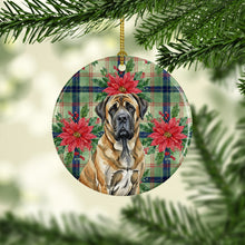 Load image into Gallery viewer, Brindle English Mastiff Christmas PoinsettIas Ceramic Ornament