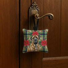 Load image into Gallery viewer, Brindle English Mastiff Christmas PoinsettIas Hanging Square Fabric Ornament 3.5 x 3.5