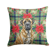 Load image into Gallery viewer, Brindle English Mastiff Christmas PoinsettIas Throw Pillow