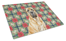 Load image into Gallery viewer, Fawn English Mastiff Christmas PoinsettIas Glass Cutting Board