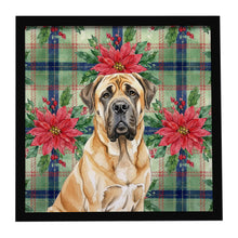 Load image into Gallery viewer, Fawn English Mastiff Christmas PoinsettIas Framed Metal Print