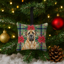 Load image into Gallery viewer, Fawn English Mastiff Christmas PoinsettIas Hanging Square Fabric Ornament 3.5 x 3.5