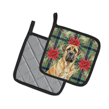 Load image into Gallery viewer, Fawn English Mastiff Christmas PoinsettIas Pair of Pot Holders