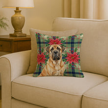 Load image into Gallery viewer, Fawn English Mastiff Christmas PoinsettIas Throw Pillow