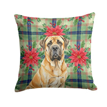 Load image into Gallery viewer, Fawn English Mastiff Christmas PoinsettIas Throw Pillow
