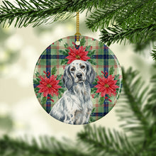 Load image into Gallery viewer, Blue Belton English Setter Christmas PoinsettIas Ceramic Ornament