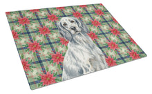 Load image into Gallery viewer, Blue Belton English Setter Christmas PoinsettIas Glass Cutting Board