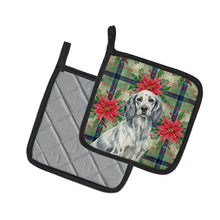 Load image into Gallery viewer, Blue Belton English Setter Christmas PoinsettIas Pair of Pot Holders