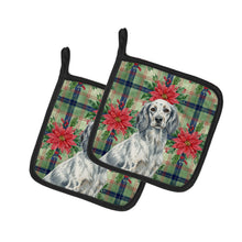 Load image into Gallery viewer, Blue Belton English Setter Christmas PoinsettIas Pair of Pot Holders
