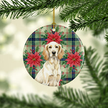 Load image into Gallery viewer, Lemon Belton English Setter Christmas PoinsettIas Ceramic Ornament