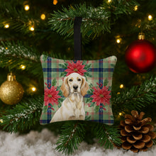Load image into Gallery viewer, Lemon Belton English Setter Christmas PoinsettIas Hanging Square Fabric Ornament 3.5 x 3.5