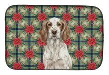 Load image into Gallery viewer, Liver Belton English Setter Christmas PoinsettIas Dish Drying Mat