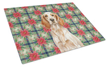 Load image into Gallery viewer, Orange Belton English Setter Christmas PoinsettIas Glass Cutting Board