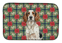 Load image into Gallery viewer, Tricolor English Setter Christmas PoinsettIas Dish Drying Mat